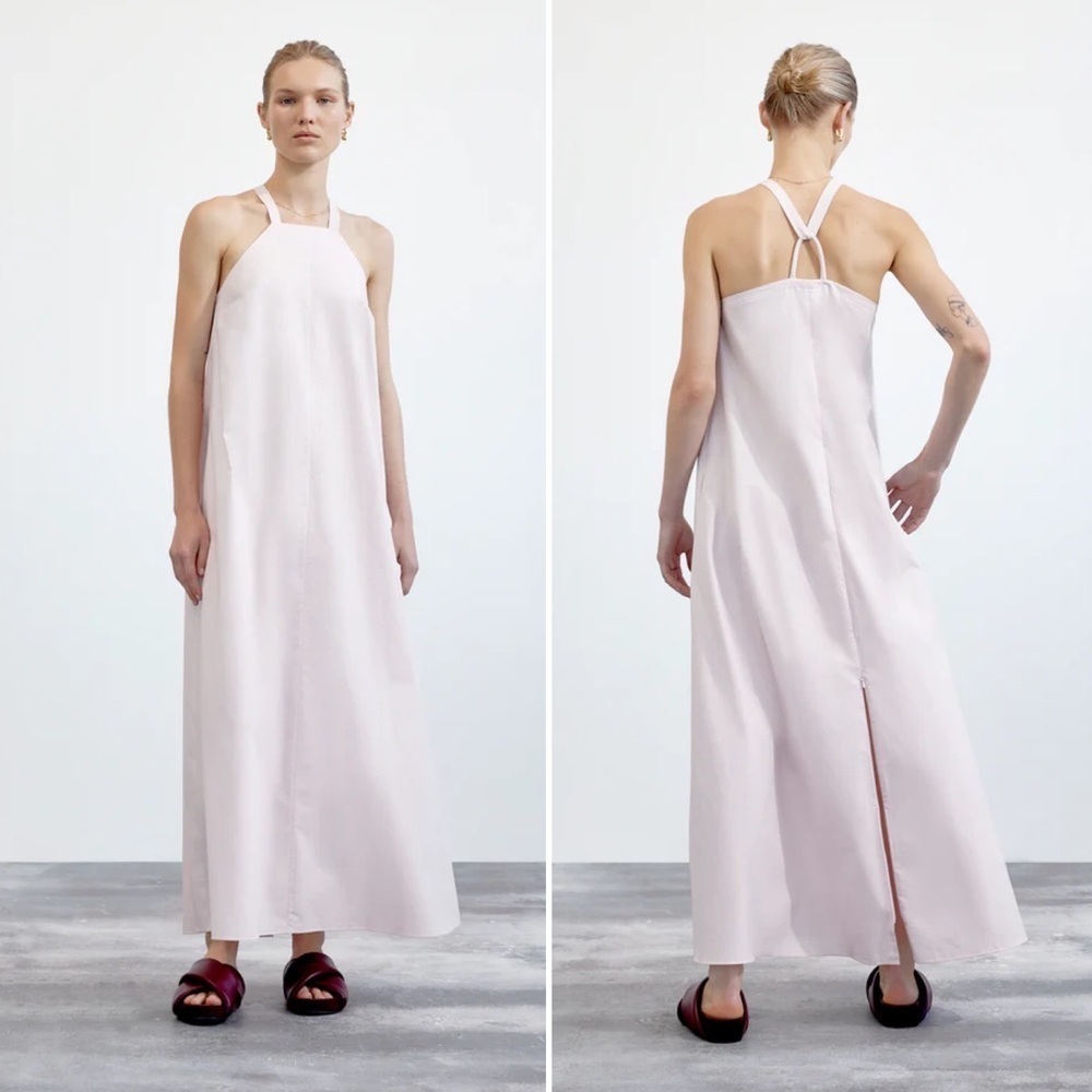 Foemina || Isla Sleeveless Cotton Poplin Halter Maxi Dress Blush‎ Pink US 6